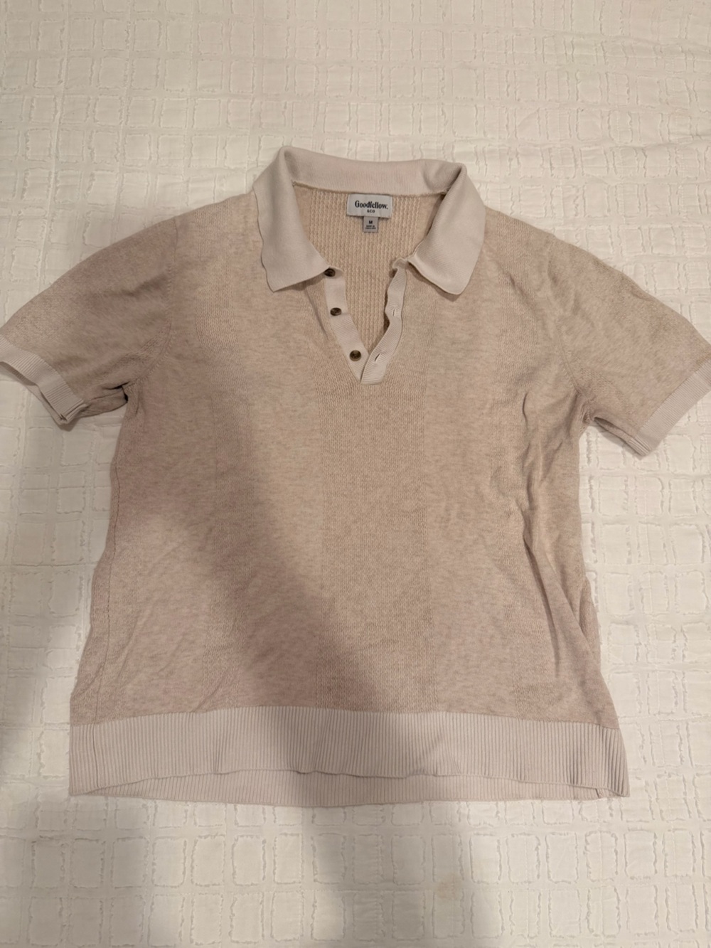 Goodfellow & Co Beige Short Sleeve Polo Shirt